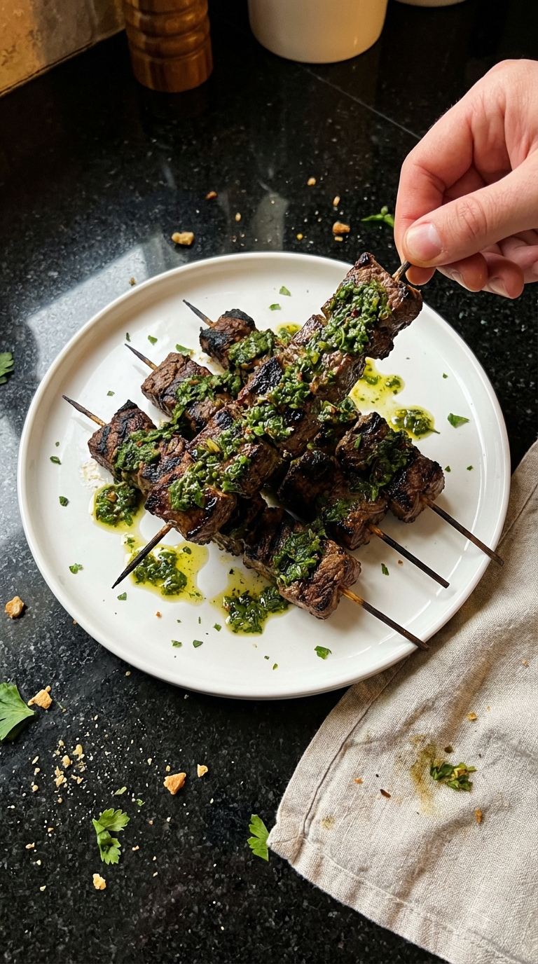 Chimichurri Beef Skewers with Aioli