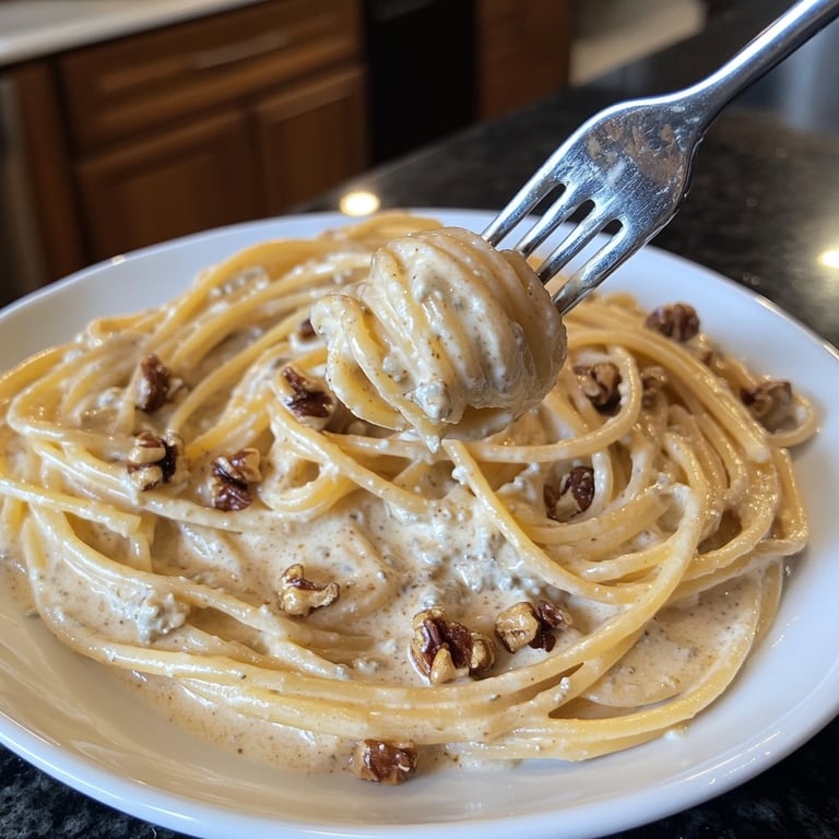 Pasta in Creamy Gorgonzola Walnut Sauce