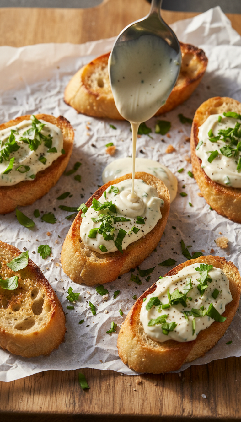 Roasted Garlic Aioli Crostini