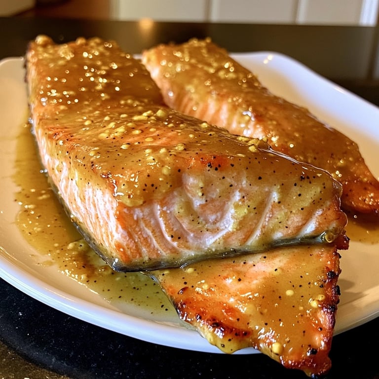 Honey Mustard Glazed Salmon Fillet from the Oven
