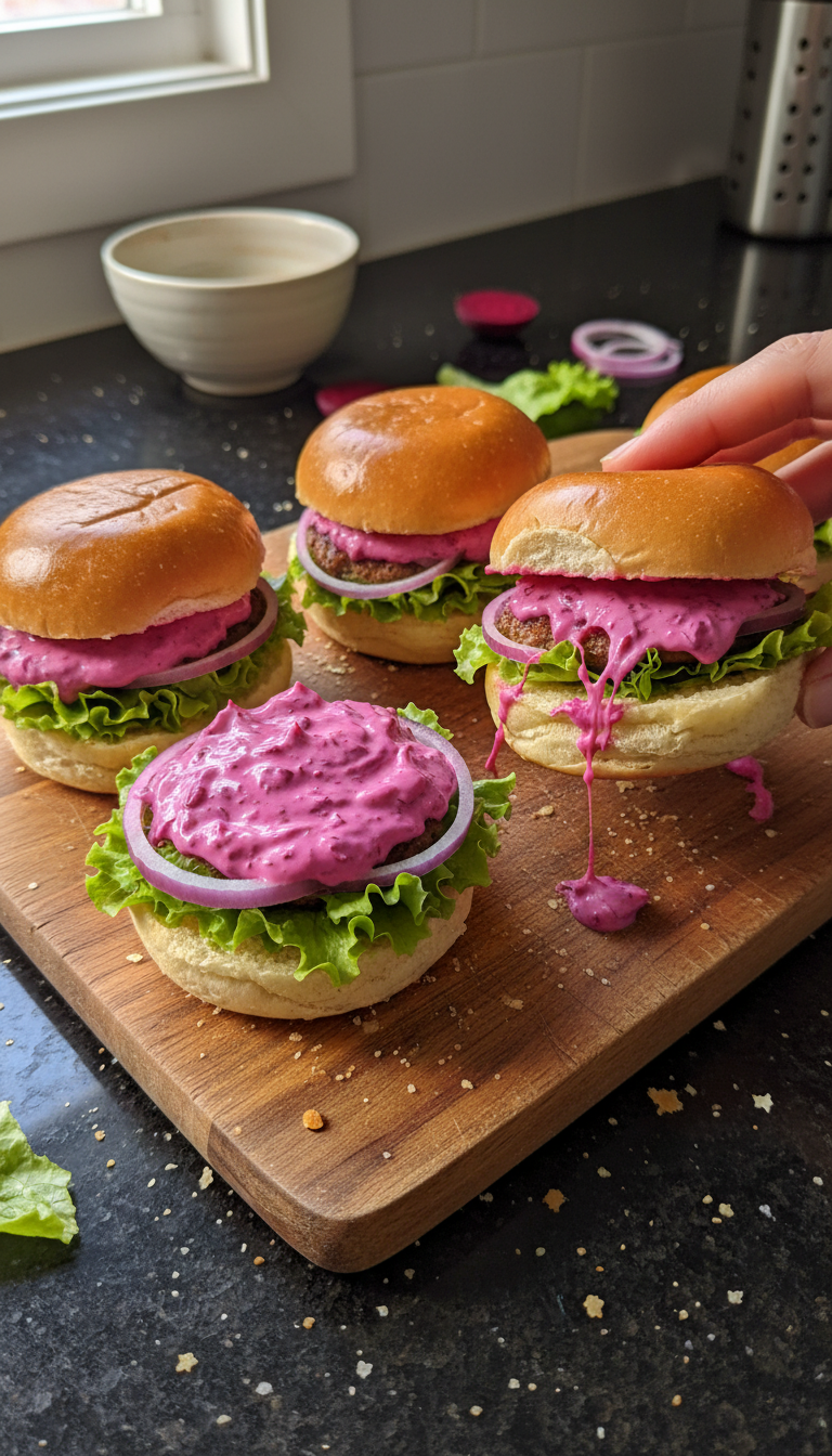 Pickled Beet Aioli Sliders
