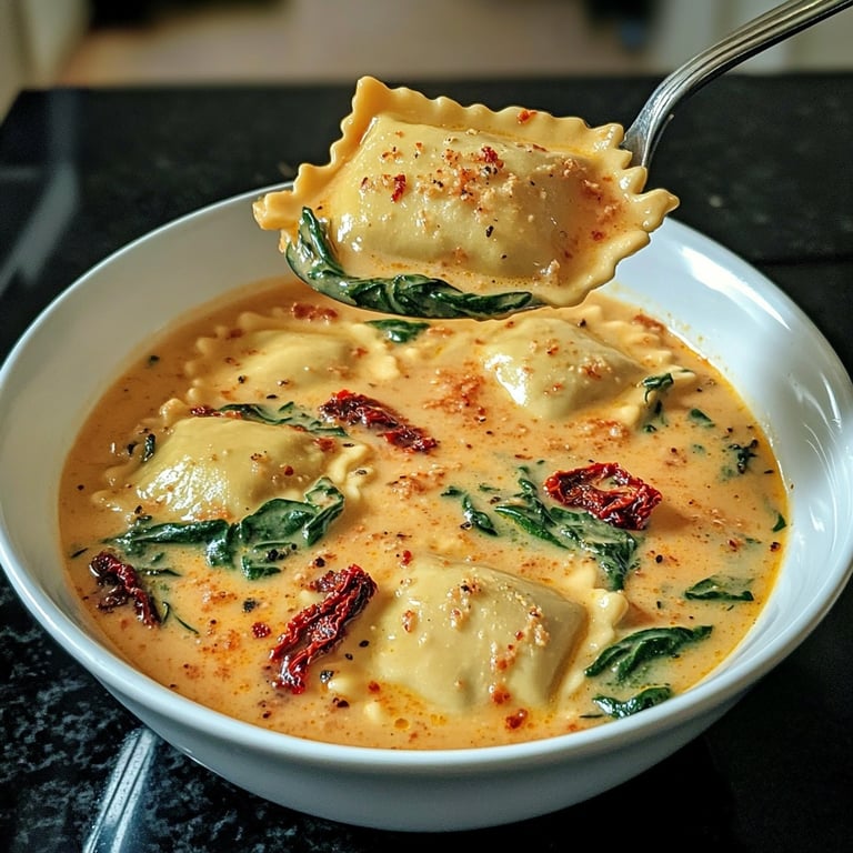 Creamy Tuscan Ravioli Soup