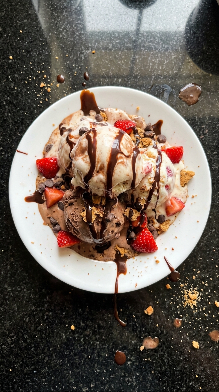 Chocolate Strawberry Ice Cream Sundae