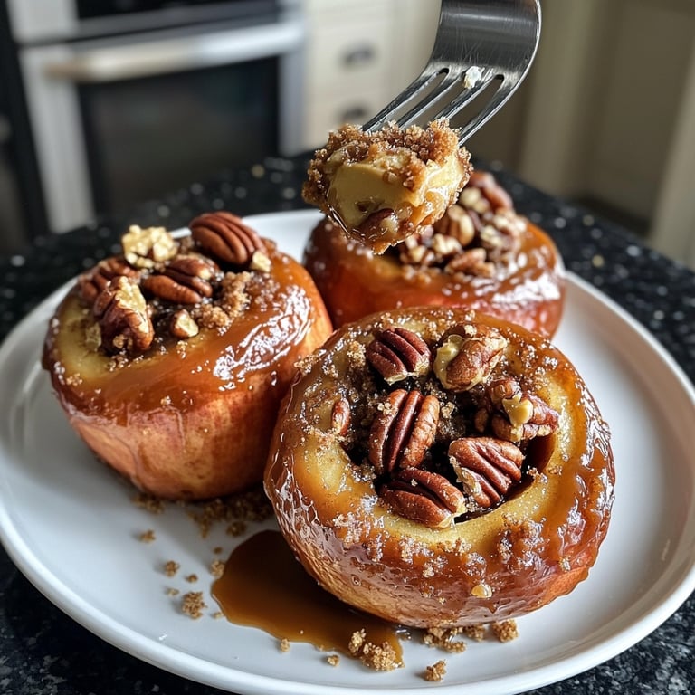 Festive Baked Apples with Marzipan and Pecans