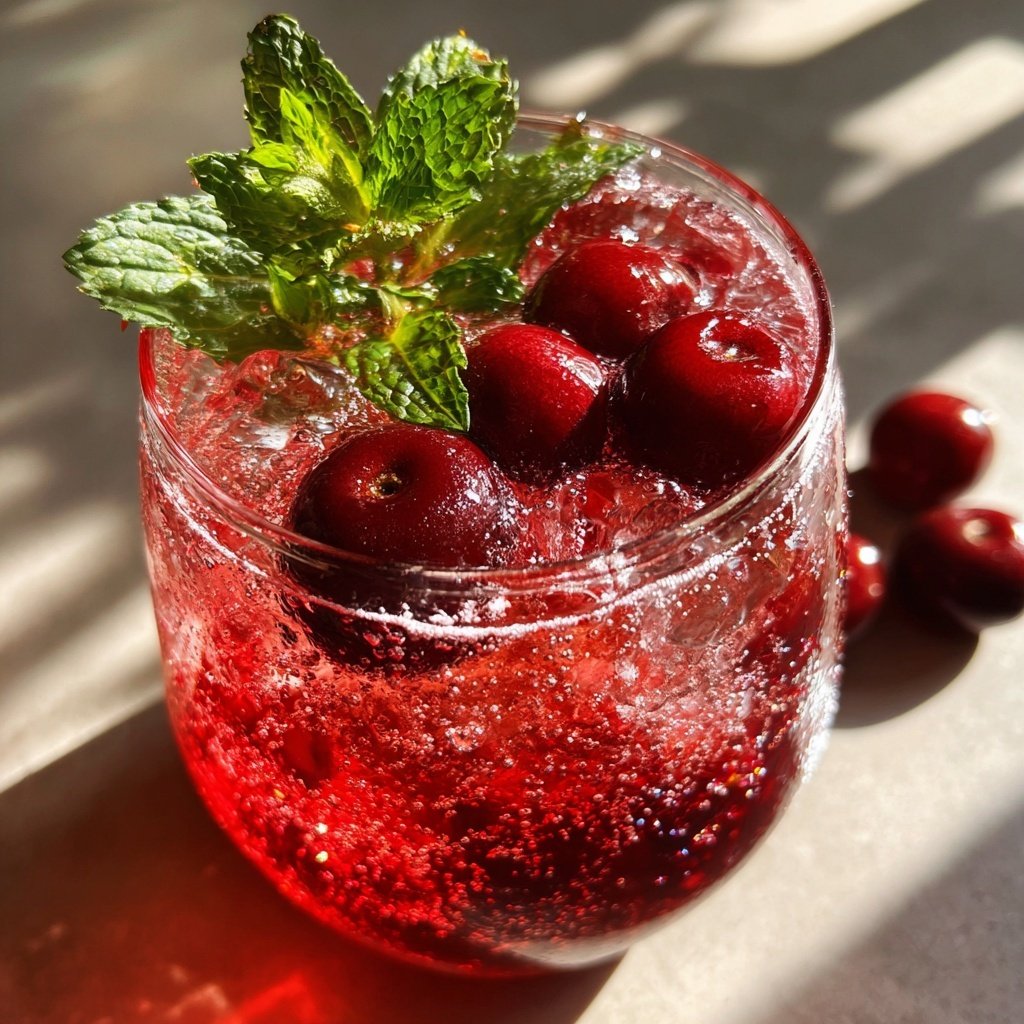 Christmas Cherry Fizz Mocktail Recipe