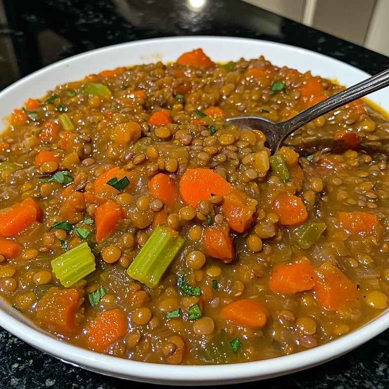 Lentil Stew with Mashed Potatoes