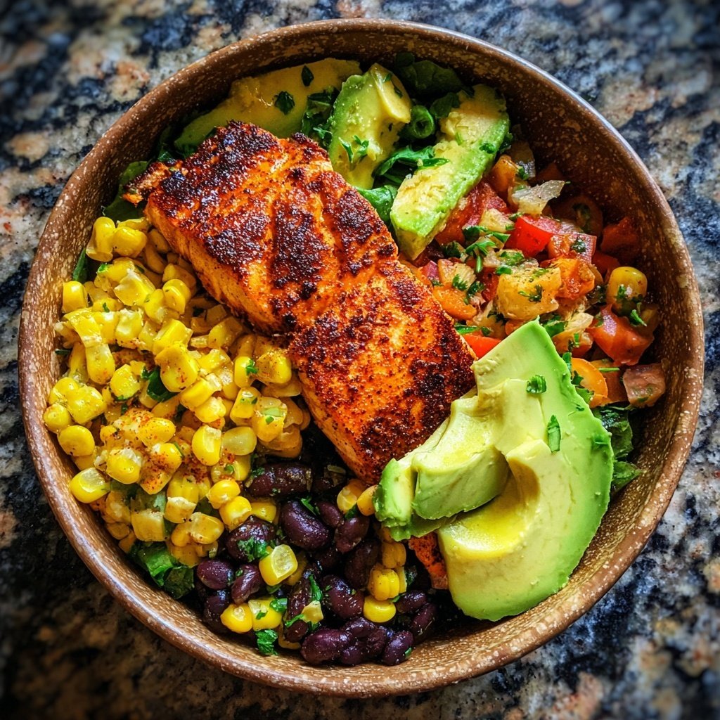 Southwestern Salmon Bowl with Corn